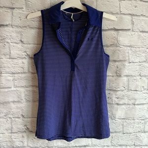 PREOWNED UNDER ARMOUR BLUE STRIPE SLEEVELESS TANK TOP WOMENS XS